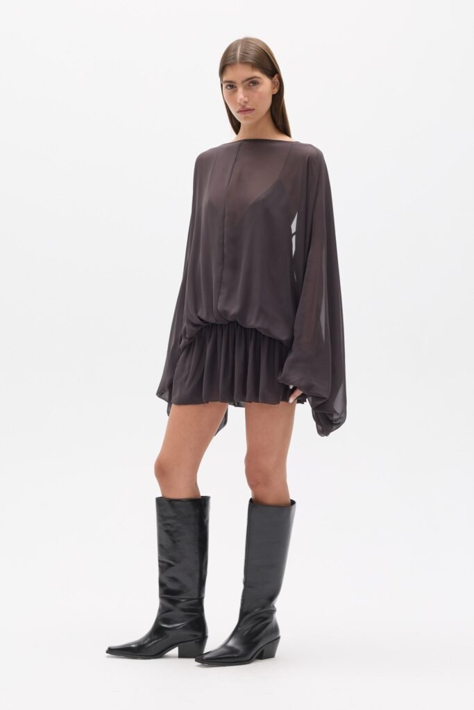 EVARIEL MINI DRESS - TRUFFLE 1
