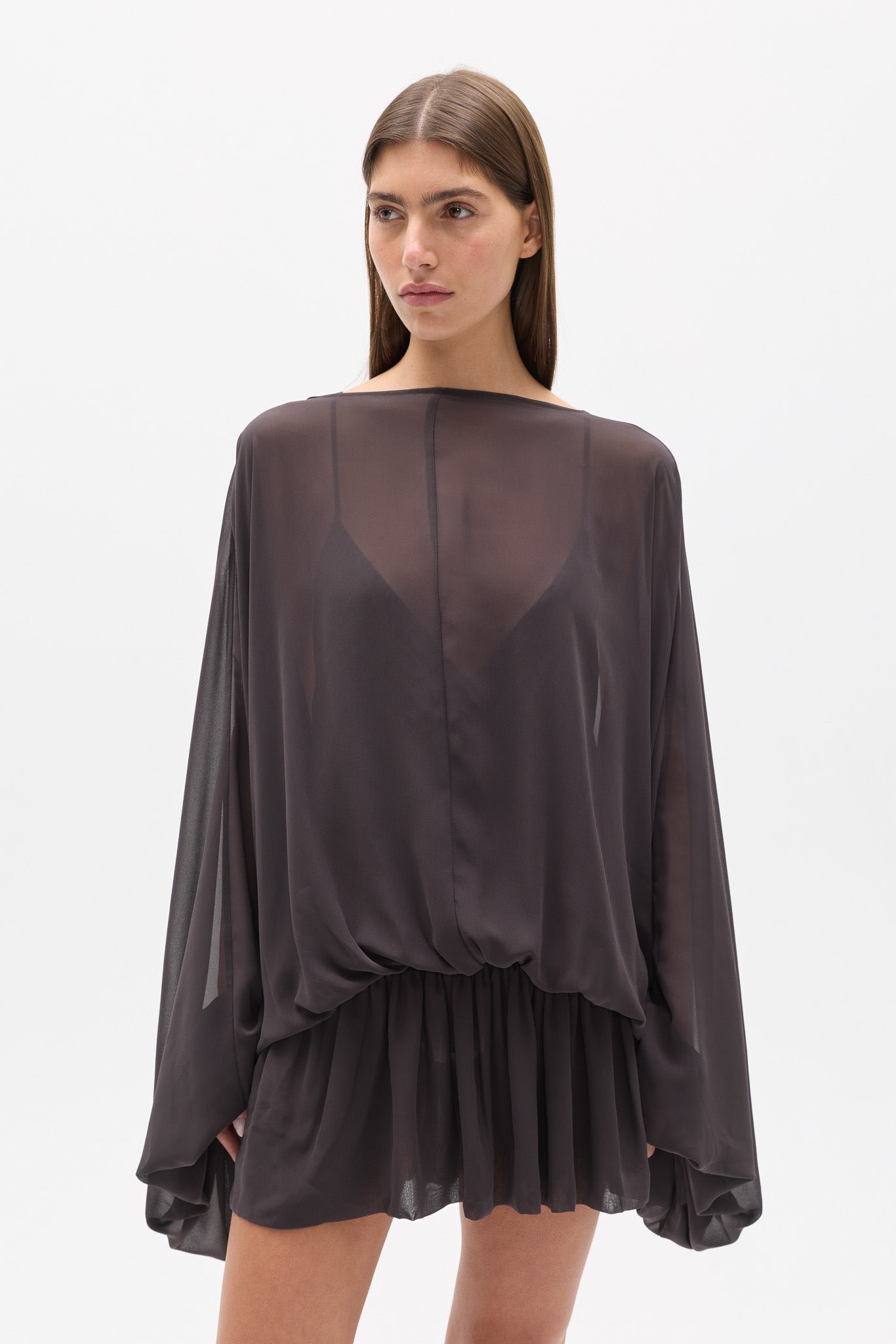 EVARIEL MINI DRESS - TRUFFLE 2