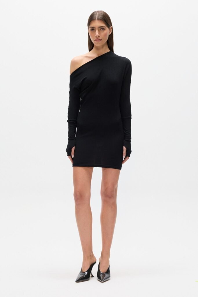 GISELLE KNIT MINI DRESS - BLACK 1