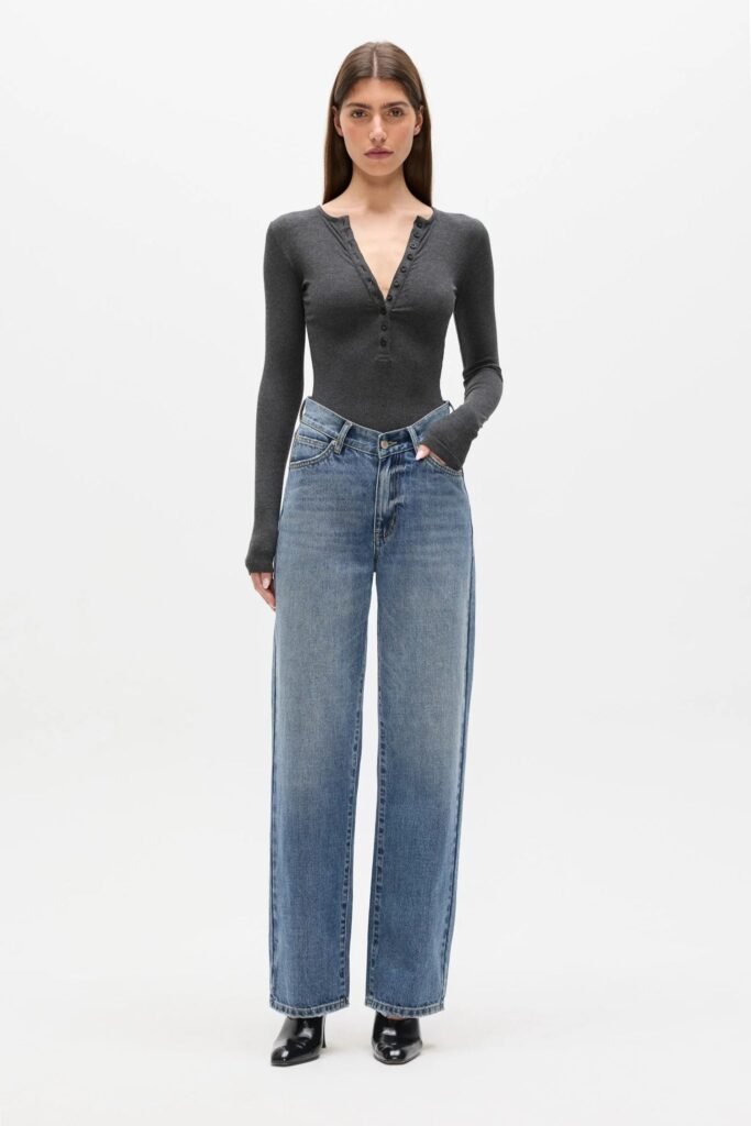 LARA BODYSUIT - DARK HEATHER GREY 1
