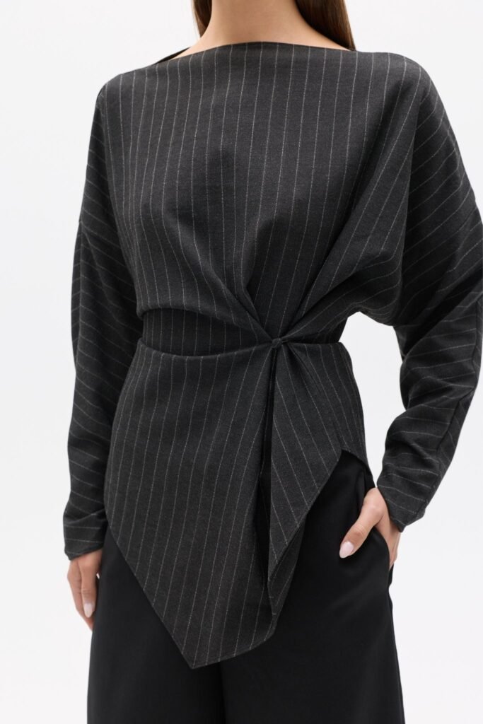 HALTHEA TOP - CHARCOAL PINSTRIPE 1