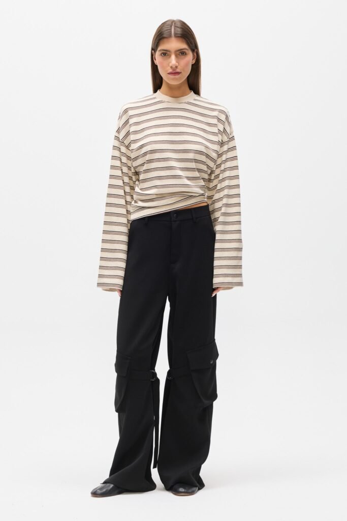 LEX LONG SLEEVE - MOCHA STRIPE 1