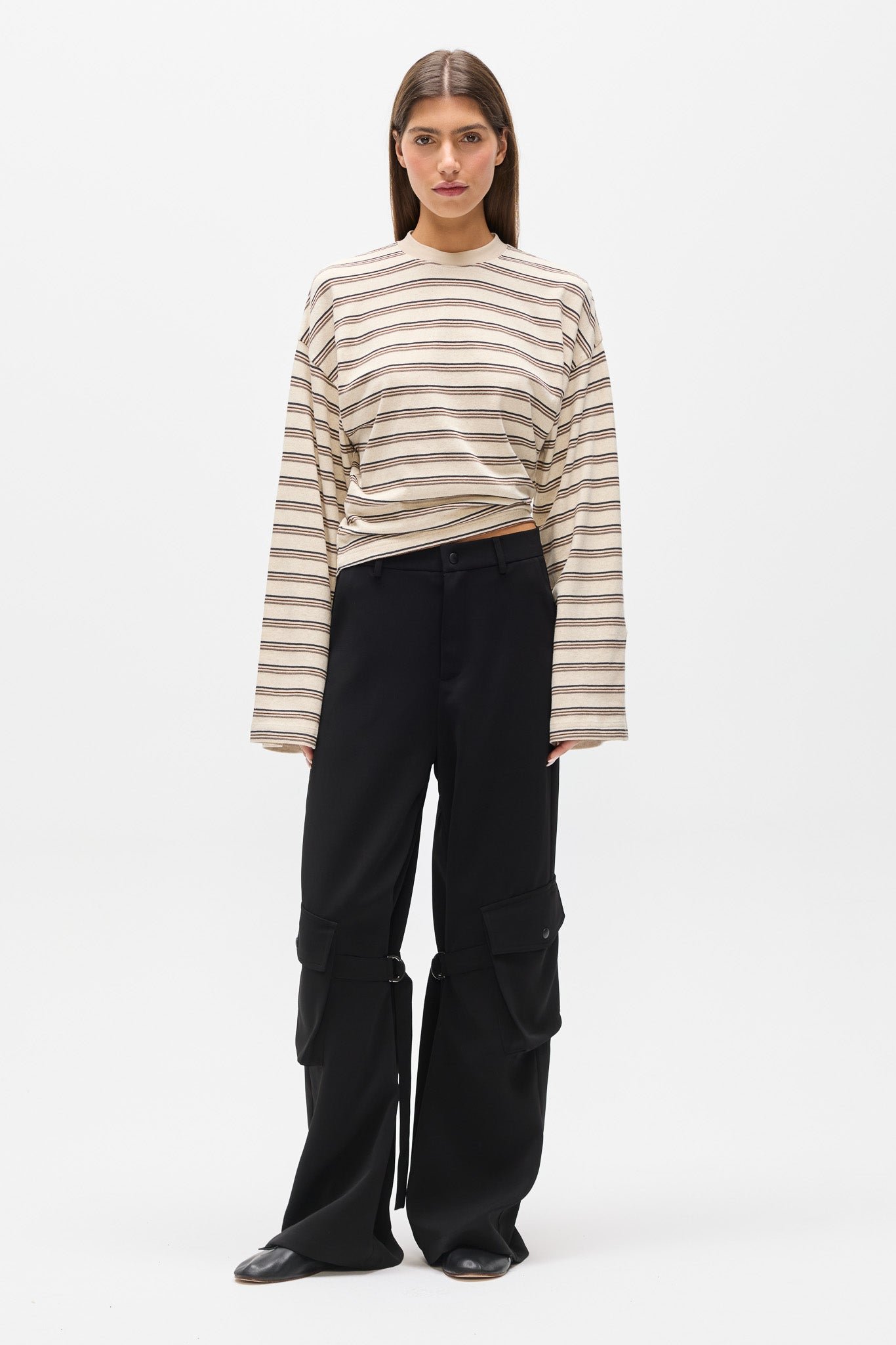 LEX LONG SLEEVE - MOCHA STRIPE 1