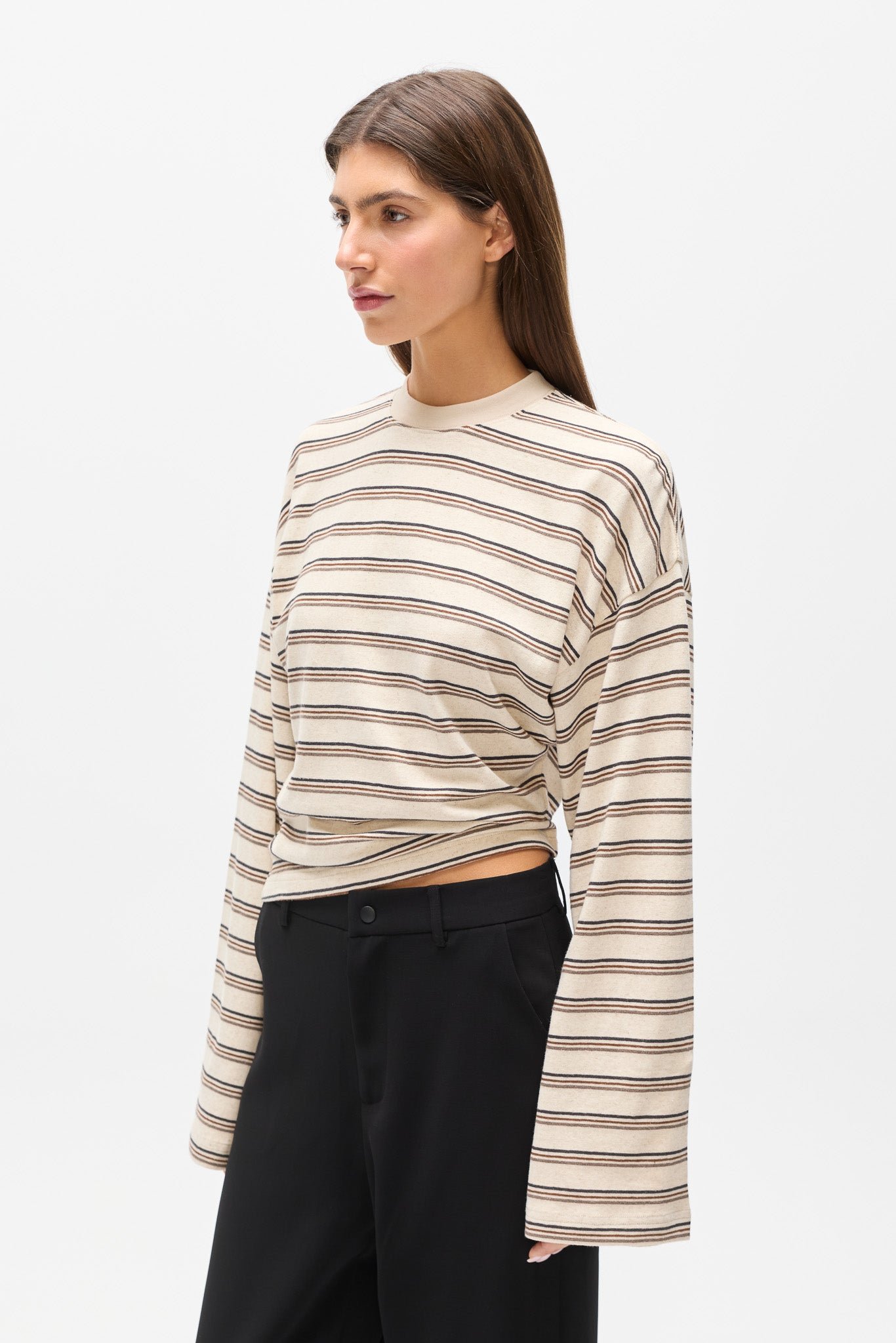 LEX LONG SLEEVE - MOCHA STRIPE 4