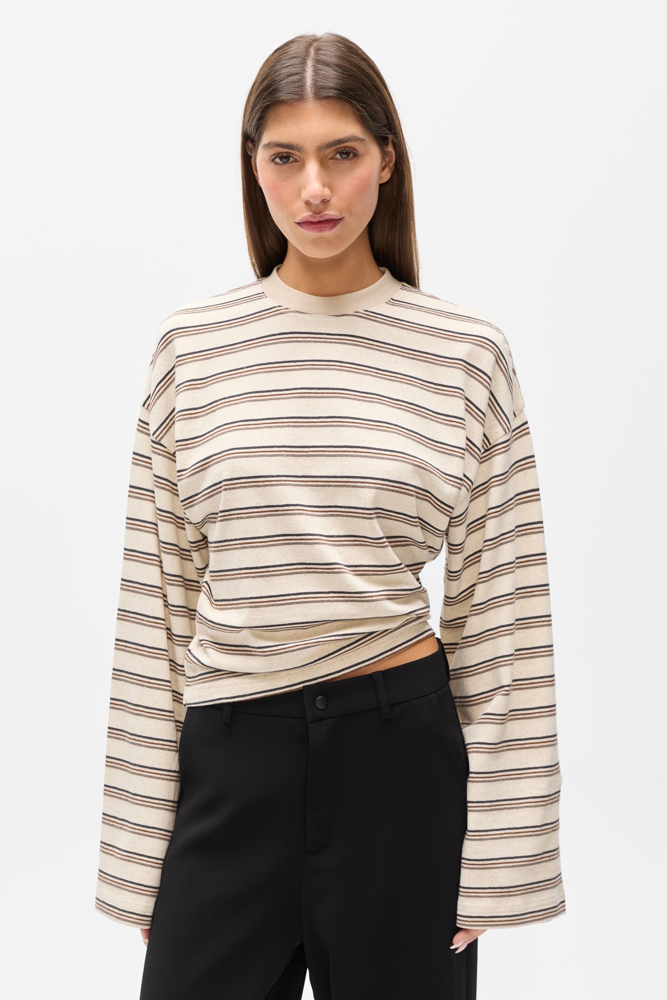 LEX LONG SLEEVE - MOCHA STRIPE 2
