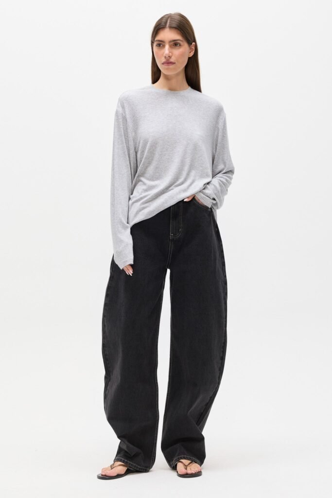 LIAM LONG SLEEVE - LIGHT GREY STRIPE 1