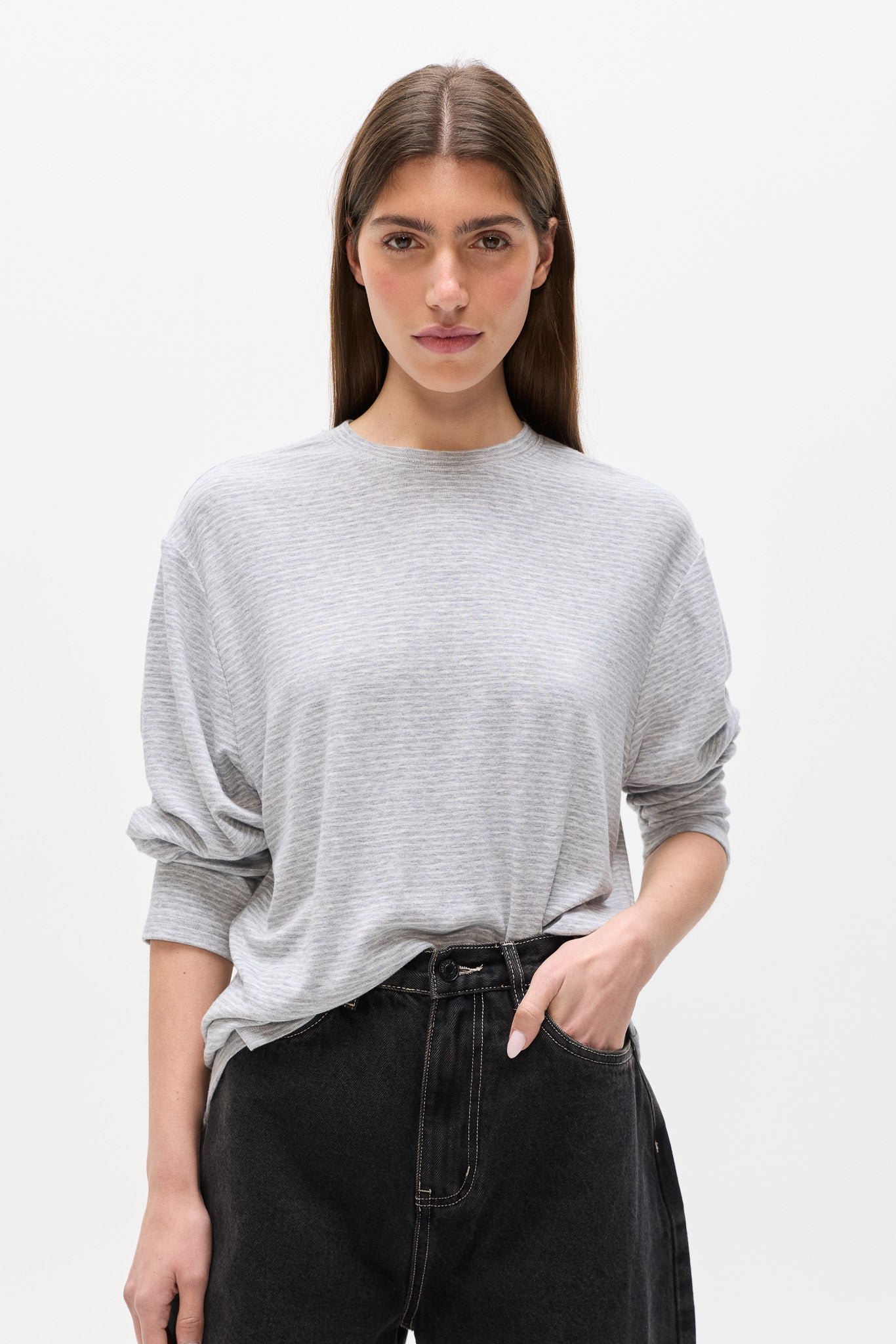 LIAM LONG SLEEVE - LIGHT GREY STRIPE 3