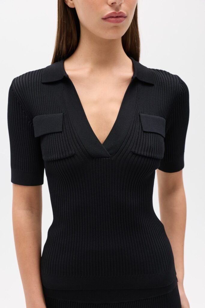 MIRANDA KNIT POLO - BLACK 1