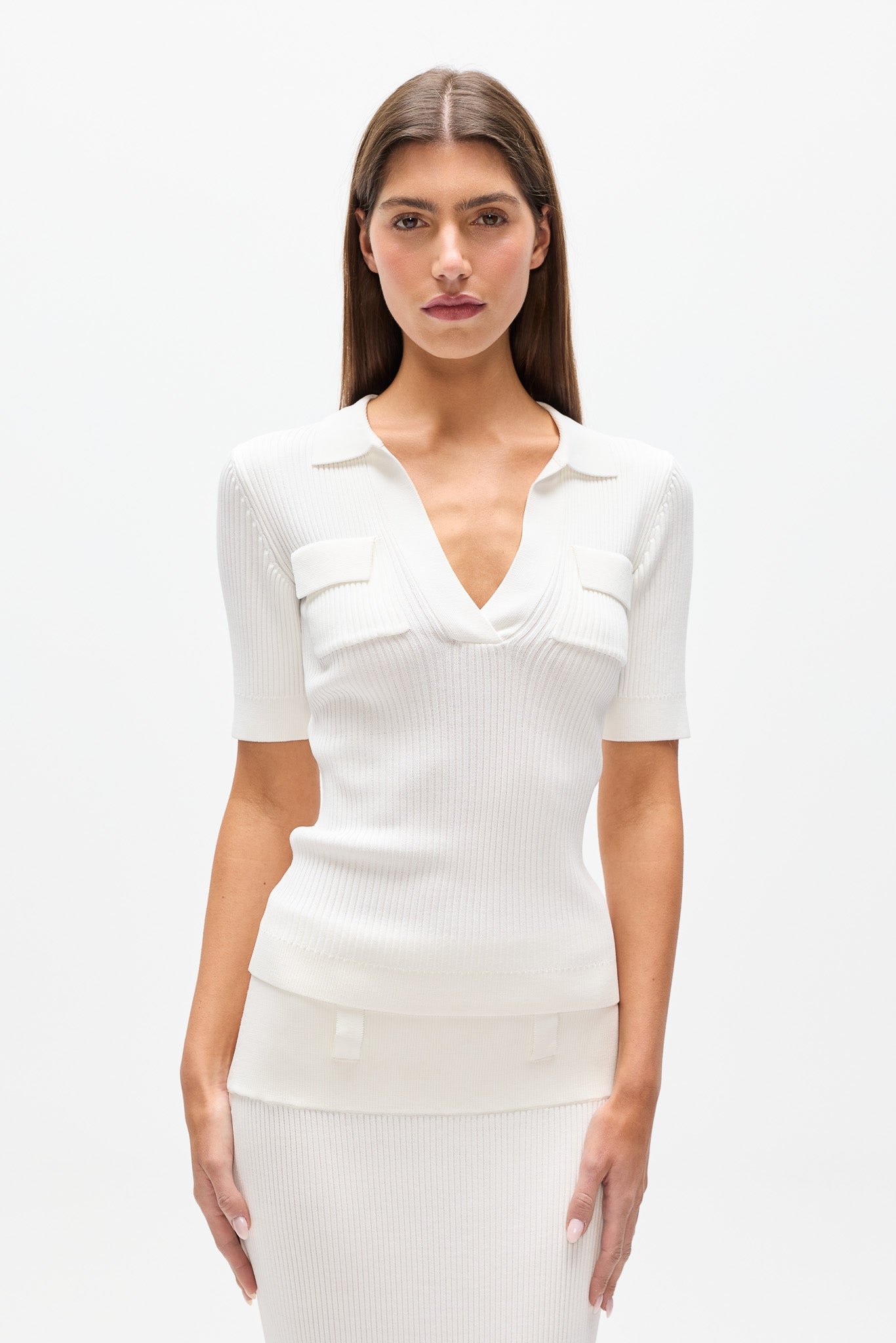 MIRANDA KNIT POLO - IVORY 2