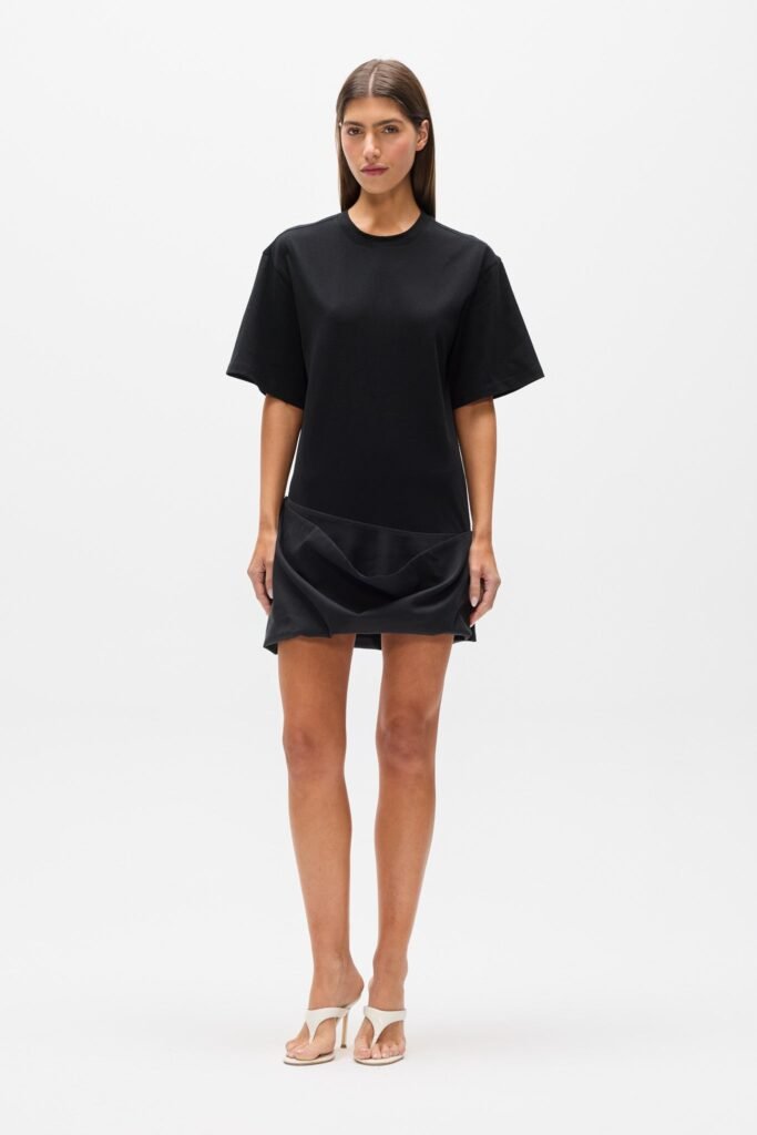 PHOEBE T-SHIRT MINI DRESS - BLACK 1
