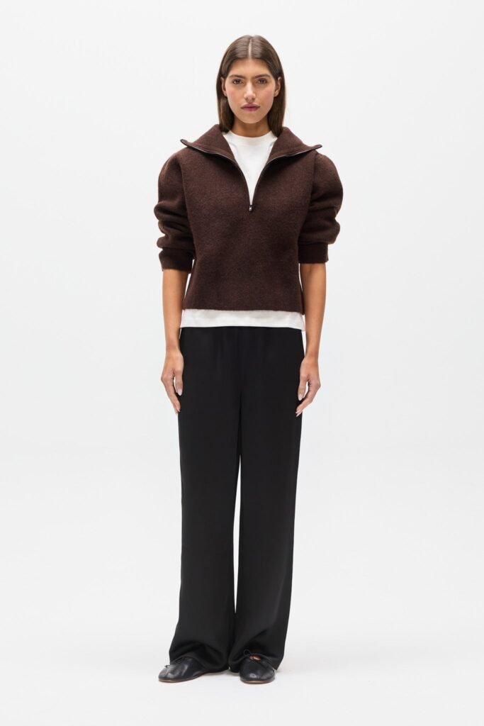 RIVA QUARTER ZIP - CHOCOLATE 1